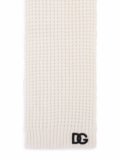 Dolce & Gabbana Chunky Knit Wool Scarf In White