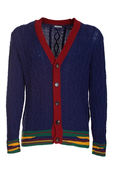 Shop Etro Wool Cardigan In Blu