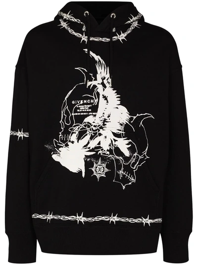 Shop Givenchy Gothic Print Hooded Sweatshirt In Schwarz