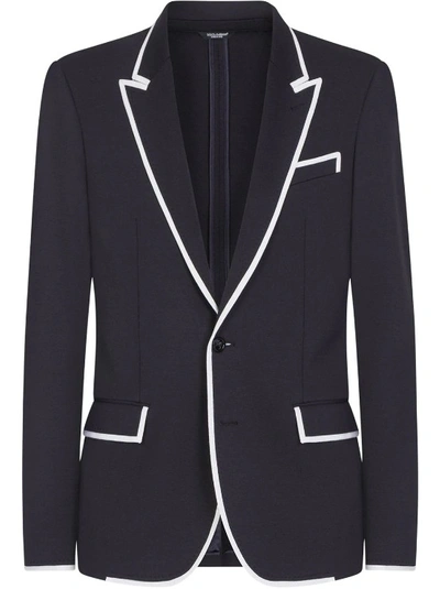 Shop Dolce & Gabbana Button-front Blazer In Blue