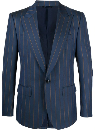 Shop Dolce & Gabbana Pinstripe Blazer In Blue