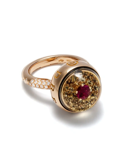 Shop Dreamboule 18kt Rose Gold Chic & Shine Bubble Diamond Ruby Ring