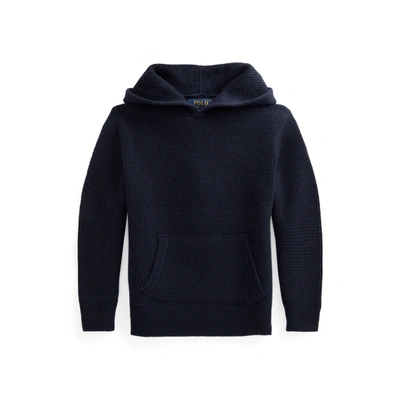 Shop Polo Ralph Lauren Washable Cashmere Hooded Sweater In Hunter Navy