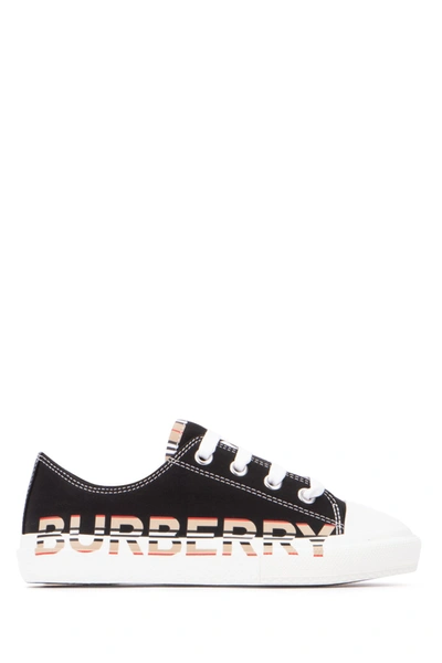 Shop Burberry Kids Icon Stripe Logo Print Sneakers In Black