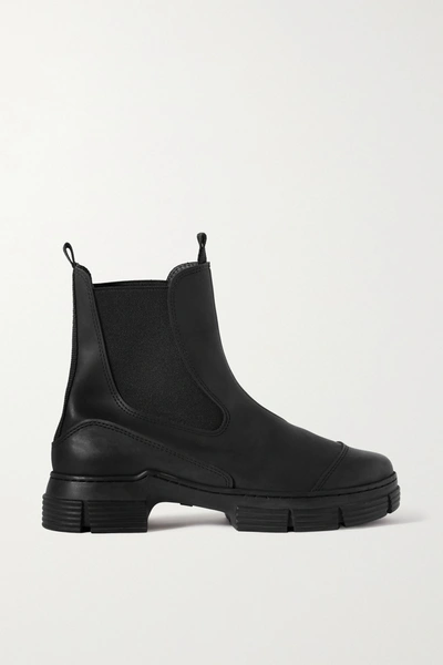 Ganni City Recycled Rubber Ankle Boots Black In Black