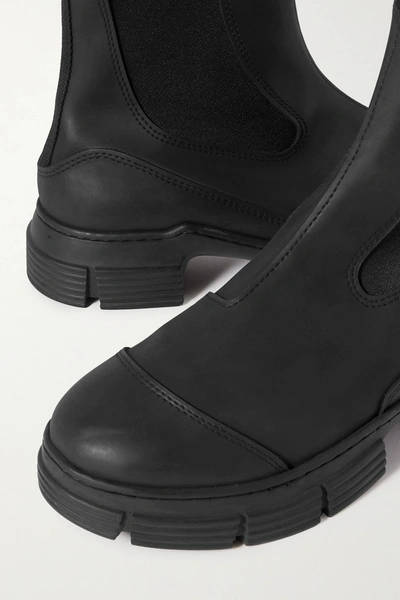 Ganni City Recycled Rubber Ankle Boots Black In Black