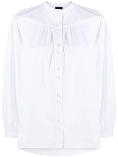 Shop Aspesi Mandarin-collar Cotton Shirt In White