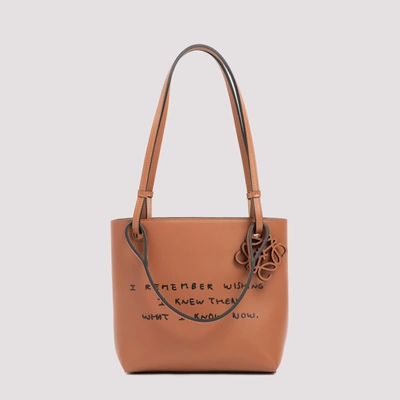 Shop Loewe Words Double Handle Tote Bag In Brown