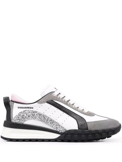 verbinding verbroken Geestig Analytisch Dsquared2 Glittered Low-top Sneakers In Bianco/grigio/rosa | ModeSens
