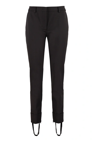 Shop Prada Cuffed Stirrup Trousers In Black