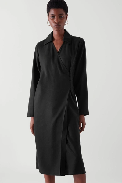 Shop Cos Tailored Wrap Dress In Black