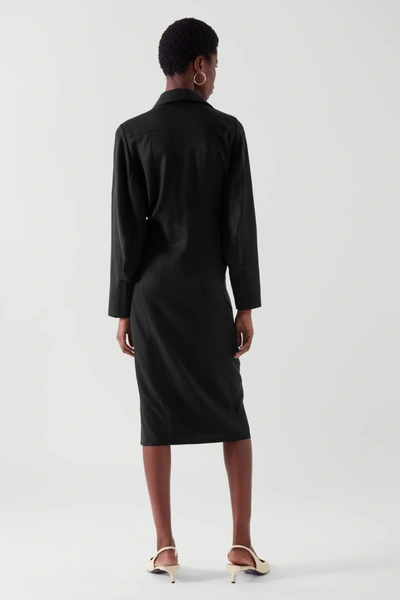 Shop Cos Tailored Wrap Dress In Black