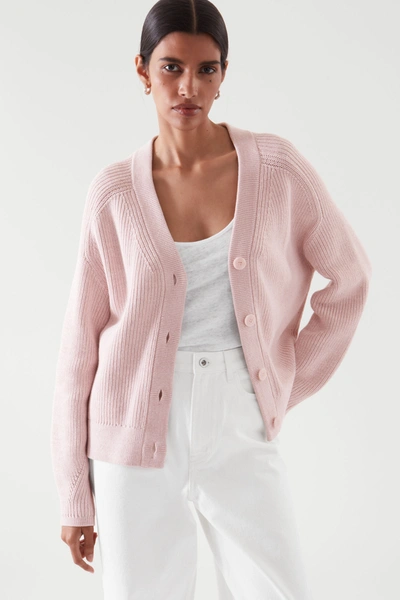 Cos V-neck Cardigan In Light Pink | ModeSens