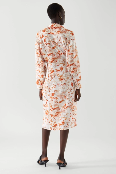 Shop Cos Tailored Wrap Dress In Orange / White