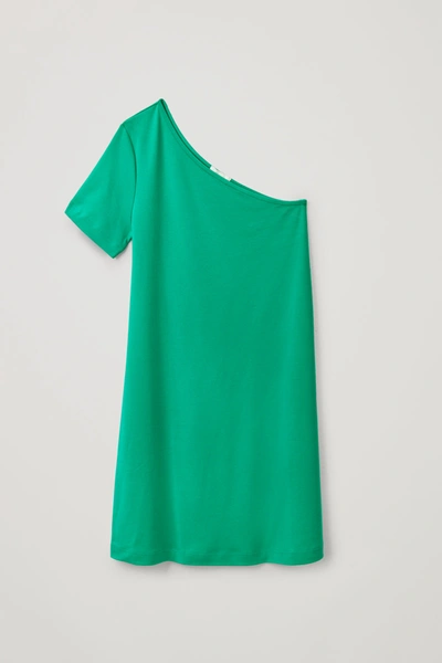 Cos One-shoulder T-shirt Dress In Bright Green | ModeSens