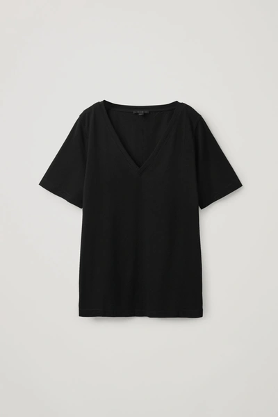 Shop Cos 24/7 V-neck T-shirt In Black