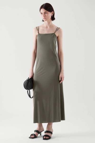 Cos Slip Dress In Khaki Green ModeSens