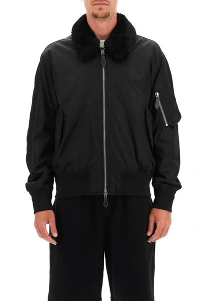 Shop Burberry Padded Bomber Jacket In Black