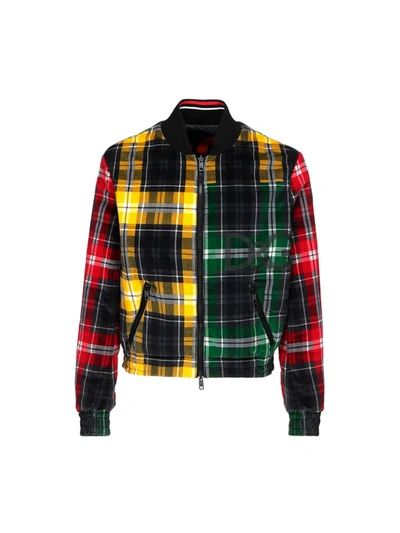 Shop Dolce & Gabbana Reversible Plaid Patchwork Bomber Jacket In Multi