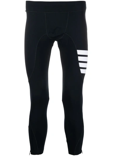 Shop Thom Browne Signature 4 Stripe Leggings In Blue