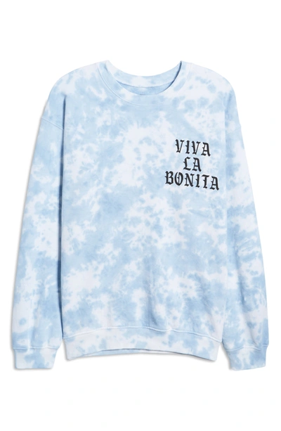 Shop Viva La Bonita Cloud Tie Dye Crewneck Pullover In Baby Blue
