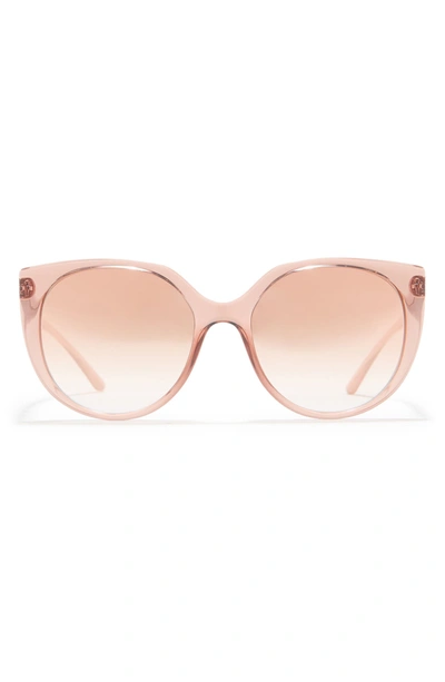 Shop Dolce & Gabbana 54mm Mirrored Cat Eye Sunglasses In Transparent Pink
