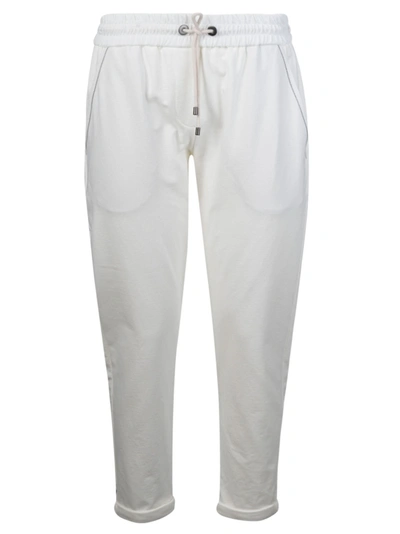 Shop Brunello Cucinelli Cropped Track Pants In White