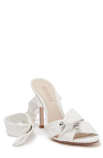 Shop Schutz Raina Stiletto Leather Wrap Sandal In White