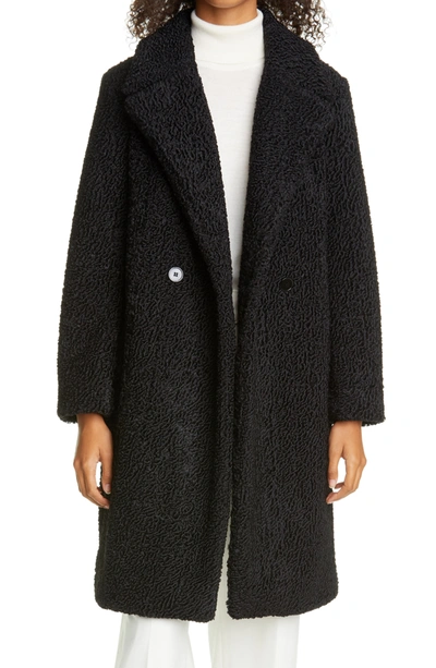 Shop Club Monaco Astrakhan Faux Fur Coat In Black