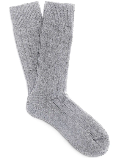 Shop Ermenegildo Zegna Cashmere-blend Socks In Grey