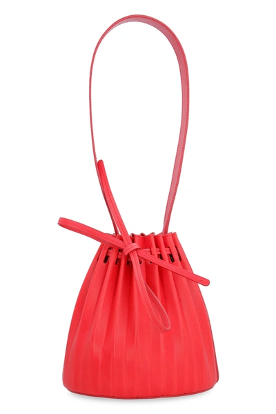 Shop Mansur Gavriel Mini Pleated Bucket Bag In Red