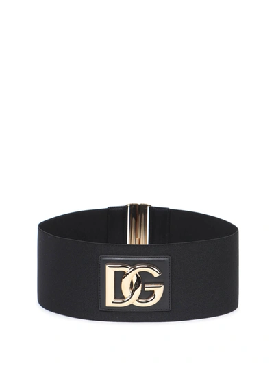 Shop Dolce & Gabbana Dg Stretch Band Belt In Black