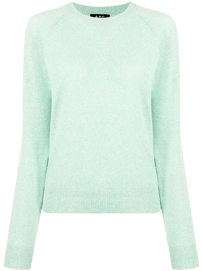 Apc Fine-knit Ribbed-trim Jumper In Grün