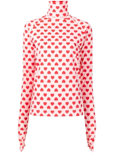 Shop Natasha Zinko Stretch-fit Heart Print Top In Rot