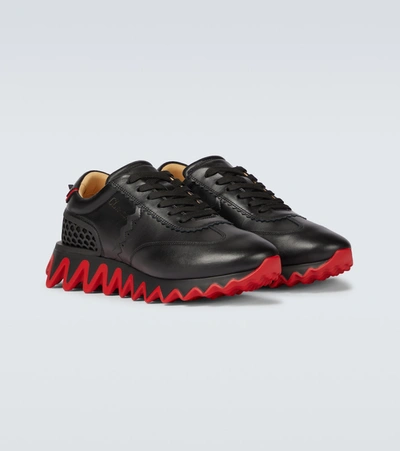 Shop Christian Louboutin Loubishark Leather Sneakers In Black