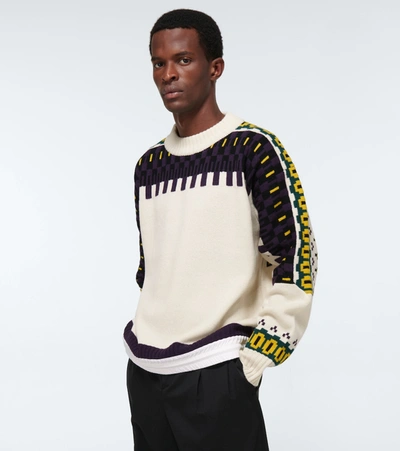 Sacai Knitted Intarsia Wool-blend Sweater In Multi | ModeSens