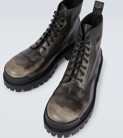 Shop Balenciaga Strike Leather Boots In Black