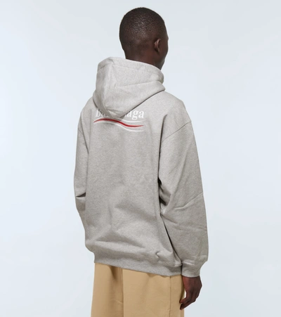 Shop Balenciaga Political Campaign Hooded Sweatshirt In Heather Gr/white/red