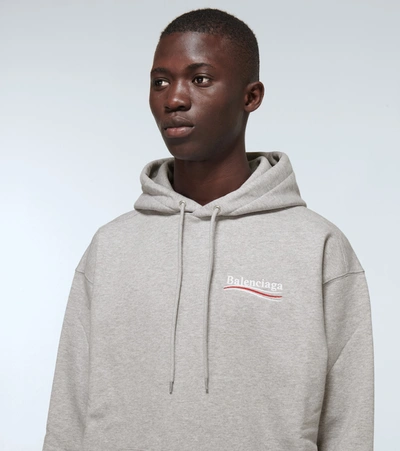 Shop Balenciaga Political Campaign Hooded Sweatshirt In Heather Gr/white/red