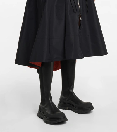Shop Alexander Mcqueen Bomber Polyfaille Midi Dress In Black