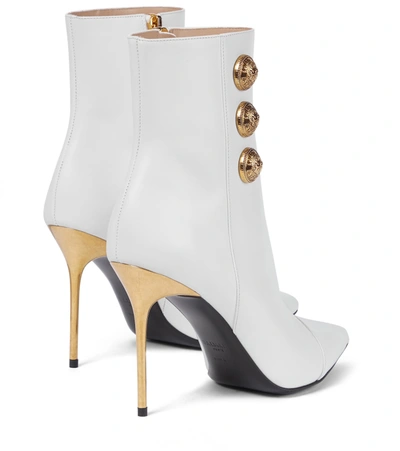 Shop Balmain Roni Leather Ankle Boots In White