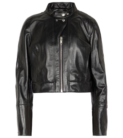 Shop Givenchy Cropped Leather Biker Jacket In Black