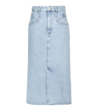 Shop Isabel Marant Dipoma High-rise Midi Denim Skirt In Blue