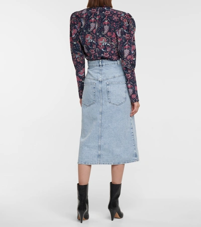 Shop Isabel Marant Dipoma High-rise Midi Denim Skirt In Blue