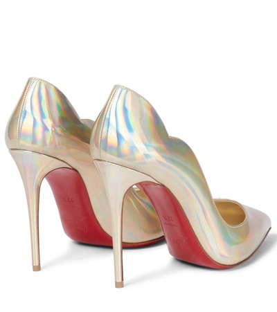 Shop Christian Louboutin Hot Chick 100 Patent Leather Pumps In Metallic