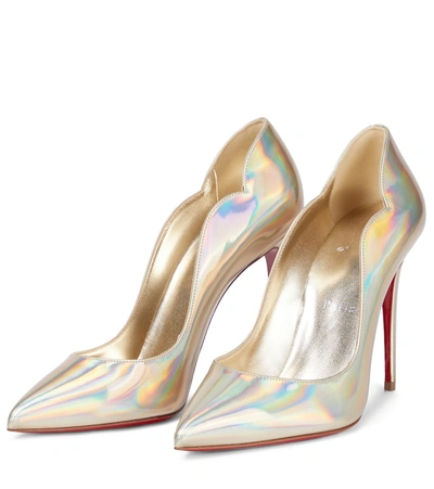 Shop Christian Louboutin Hot Chick 100 Patent Leather Pumps In Metallic