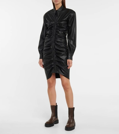 Shop Philosophy Di Lorenzo Serafini Ruched Faux Leather Minidress In Black