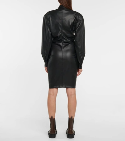 Shop Philosophy Di Lorenzo Serafini Ruched Faux Leather Minidress In Black