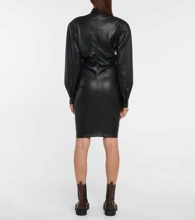 Philosophy Di Lorenzo Serafini Ruched Faux Leather Minidress In Black