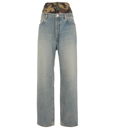 Shop Balenciaga Hybrid High-rise Wide-leg Jeans In Multicoloured